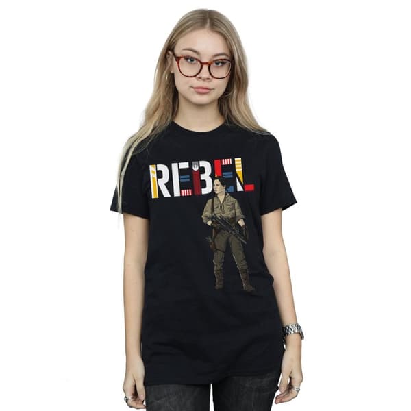 Star Wars Womens/Ladies The Rise Of Skywalker Rebel Rose Cotton Boyfriend T-Shirt
