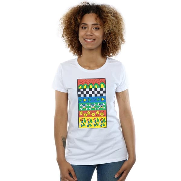 Disney Dam/Tjej Donald Duck Vintage-mönstrad bomulls-T-shirt