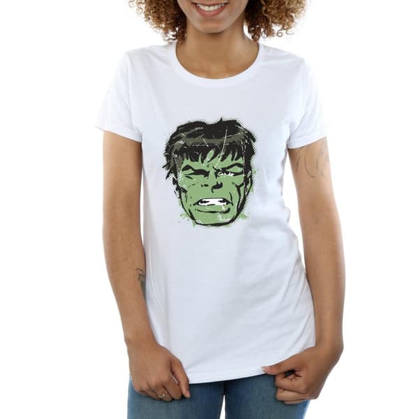 Marvel Womens/Ladies Incredible Hulk Distressed Face Cotton T-Shirt