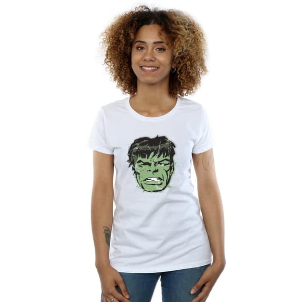 Marvel Womens/Ladies Incredible Hulk Distressed Face Cotton T-Shirt