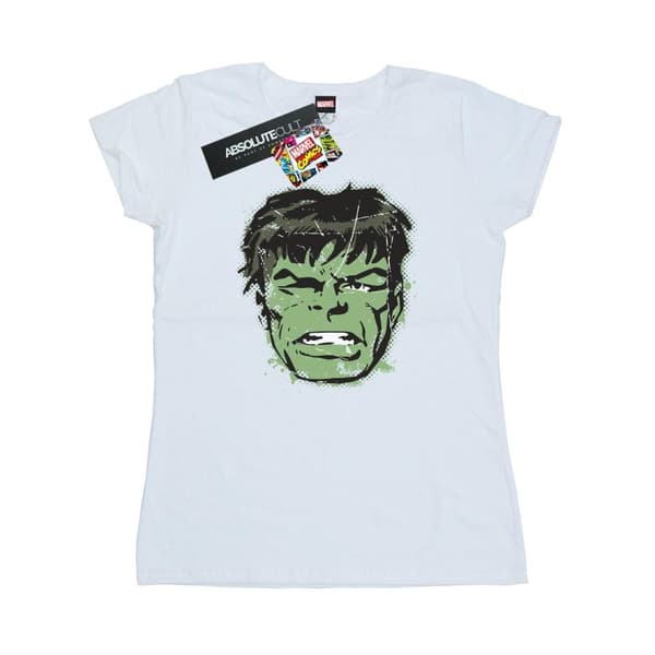 Marvel Womens/Ladies Incredible Hulk Distressed Face Cotton T-Shirt White M