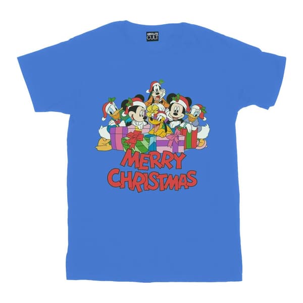 Disney Mens Mickey Mouse And Friends Christmas T-Shirt Royal Blue XXL