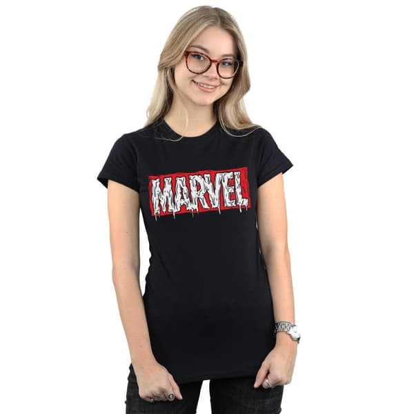 Marvel Dam/Herr T-shirt i bomull med Drip-logga