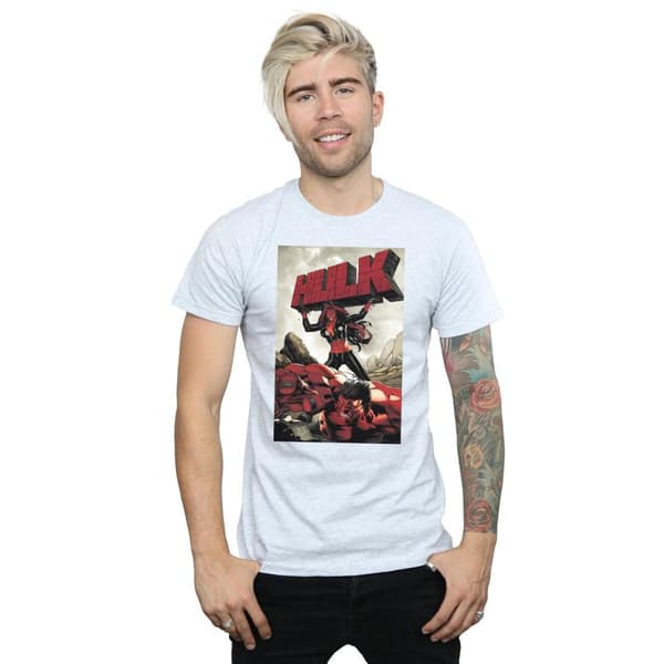 Marvel Röd Hulk Cover T-shirt för herrar