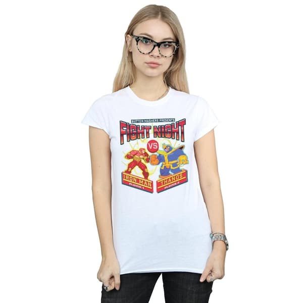 Marvel Womens/Ladies Fight Night Iron Man Vs Thanos Cotton T-Shirt