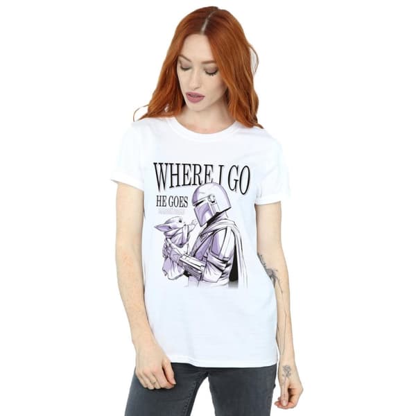 Star Wars Dam/Tjej The Mandalorian Where I Go Bomull Boyfriend T-shirt
