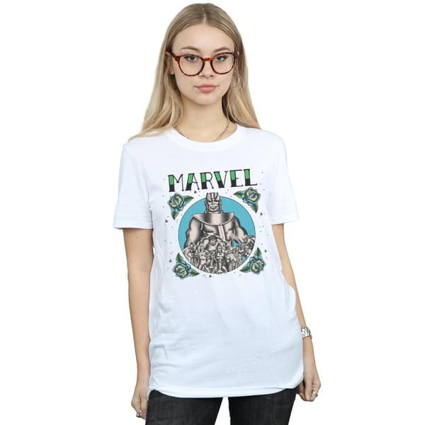 Marvel Womens/Ladies Avengers Group Tattoo Cotton Boyfriend T-Shirt