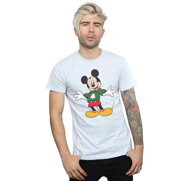 Disney Mens Mickey Mouse Christmas Jumper Stroke T-Shirt