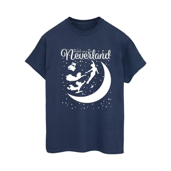 Disney Womens/Ladies Peter Pan Take Me To Neverland Cotton Boyfriend T-Shirt Navy Blue XL
