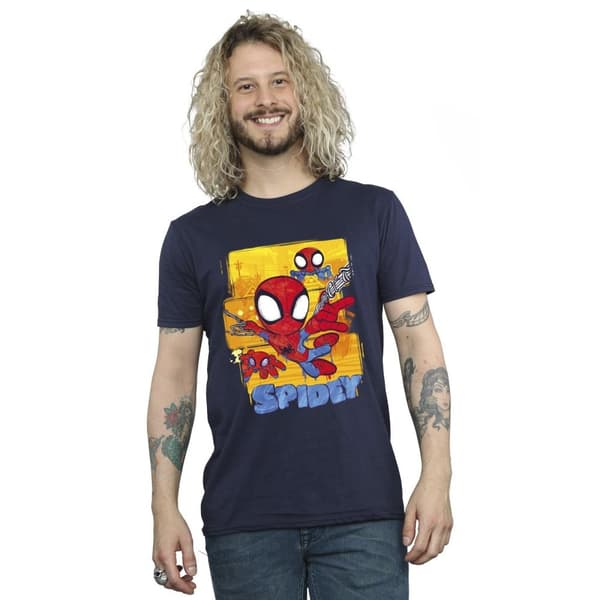 Marvel Mens Spidey And His Amazing Friends Flying T-Shirt