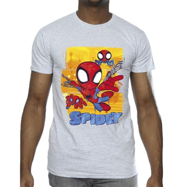 Marvel Mens Spidey And His Amazing Friends Flying T-Shirt