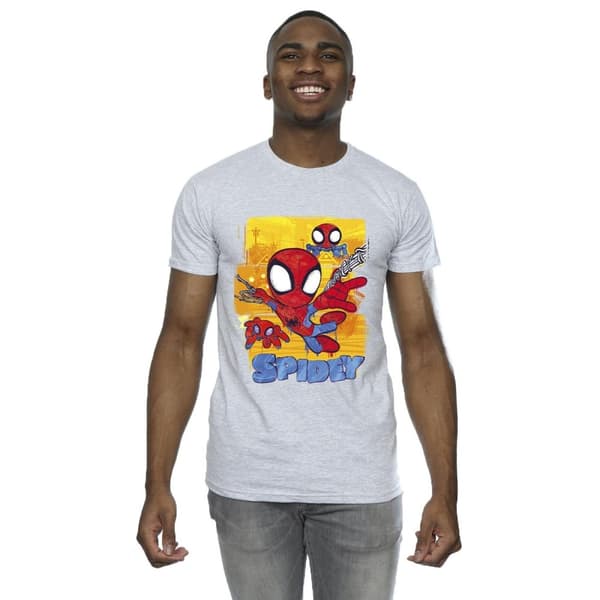 Marvel Mens Spidey And His Amazing Friends Flying T-Shirt