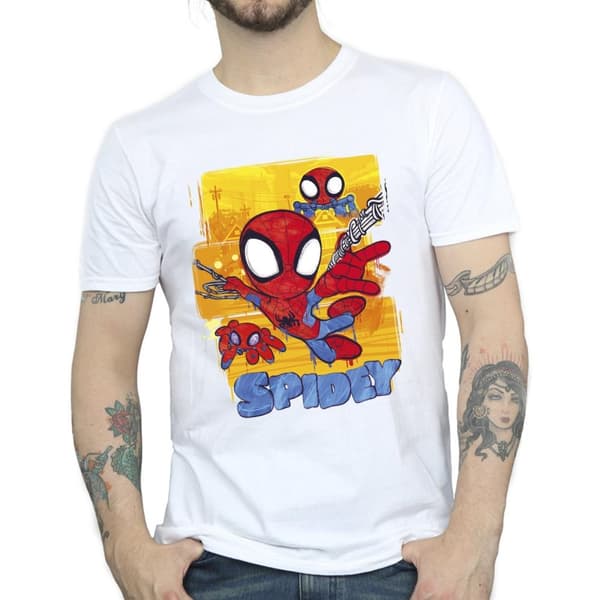 Marvel Mens Spidey And His Amazing Friends Flying T-Shirt