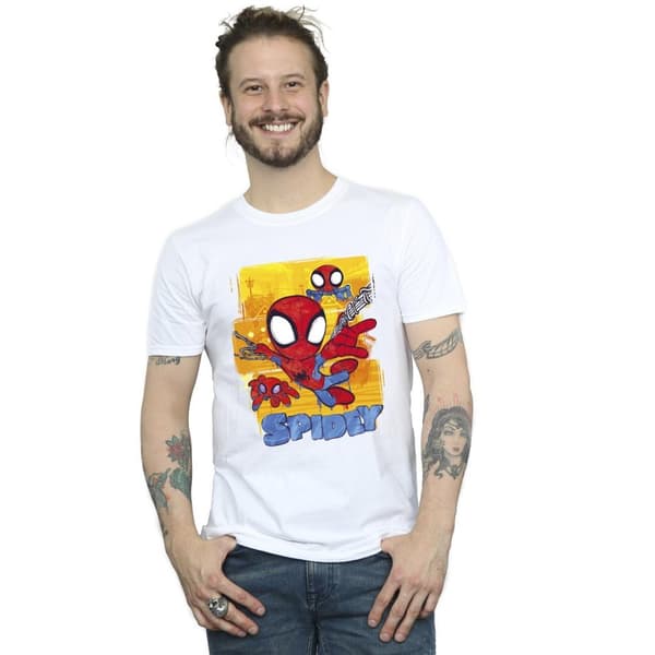 Marvel Mens Spidey And His Amazing Friends Flying T-Shirt