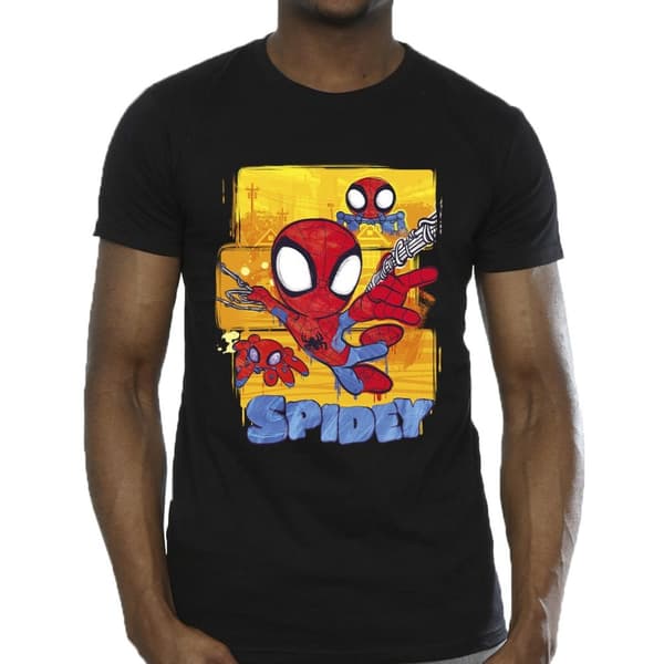 Marvel Mens Spidey And His Amazing Friends Flying T-Shirt