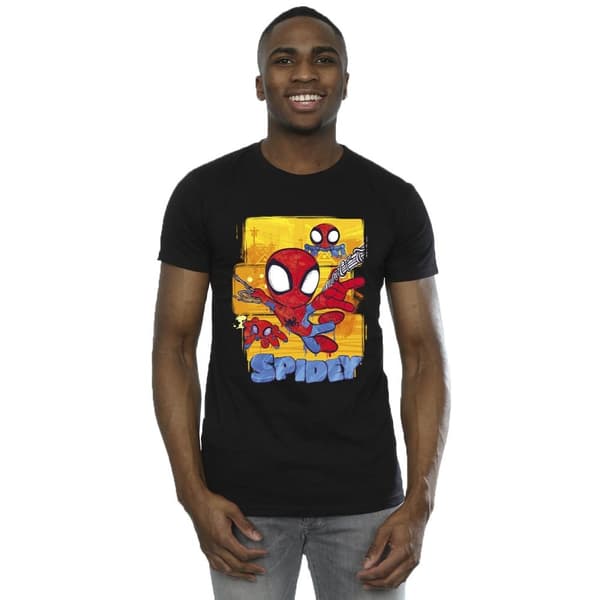 Marvel Mens Spidey And His Amazing Friends Flying T-Shirt