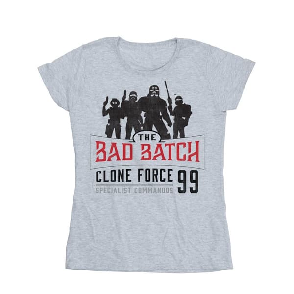 Star Wars Dam/Tjej The Bad Batch Clone Force 99 - T-shirt i bomull Sports Grey XL