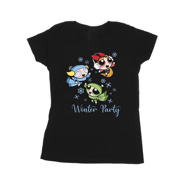 The Powerpuff Girls Dam/Tjej Flickor Vinterfest Bomulls-T-shirt Black M