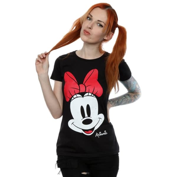 Disney Womens/Ladies Minnie Mouse Distressed Face Cotton T-Shirt