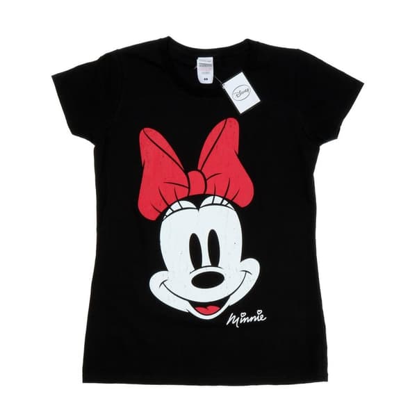 Disney Womens/Ladies Minnie Mouse Distressed Face Cotton T-Shirt