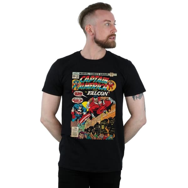 Marvel T-shirt med serieomslag av Captain America och Falcon för herrar