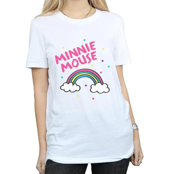 Disney Dam/Lady Minnie Mouse Rainbow Dots Boyfriend T-shirt i bomull