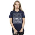 Miniatyrbild 2 av 5: Disney Dam/Tjej Mickey And Minnie Christmas Fair Isle Bomull Boyfriend T-shirt