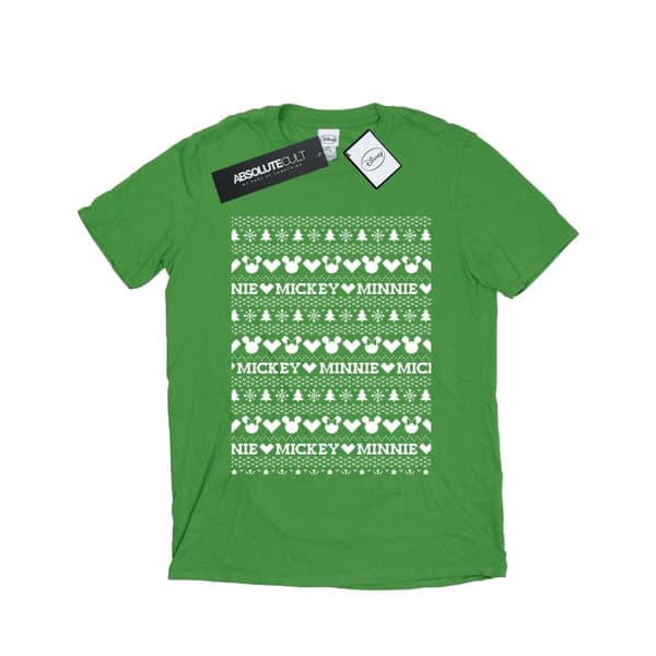 Disney Dam/Tjej Mickey And Minnie Christmas Fair Isle Bomull Boyfriend T-shirt