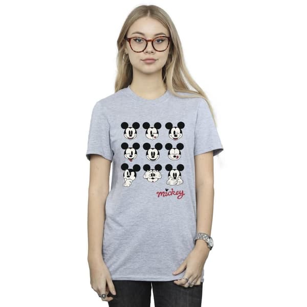 Disney Dam/Tjej Musse Pigg Many Faces Bomull Boyfriend T-shirt