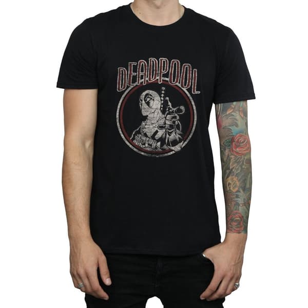 Marvel Mens Deadpool Vintage Circle T-Shirt
