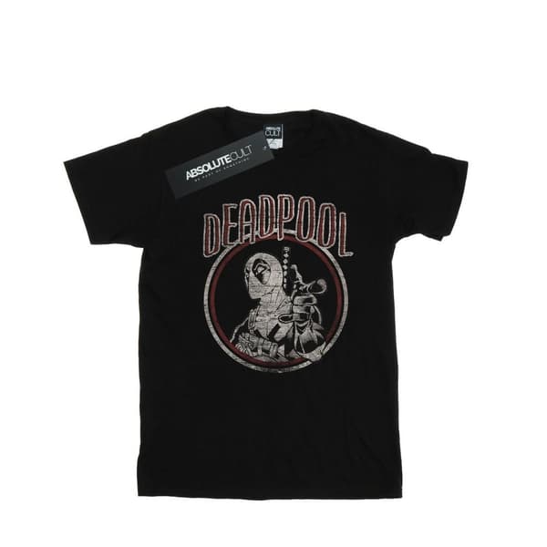 Marvel Mens Deadpool Vintage Circle T-Shirt Black M