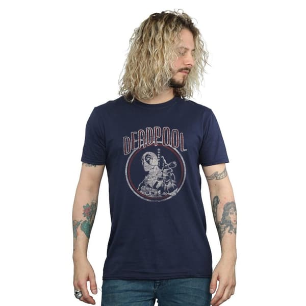 Marvel Mens Deadpool Vintage Circle T-Shirt