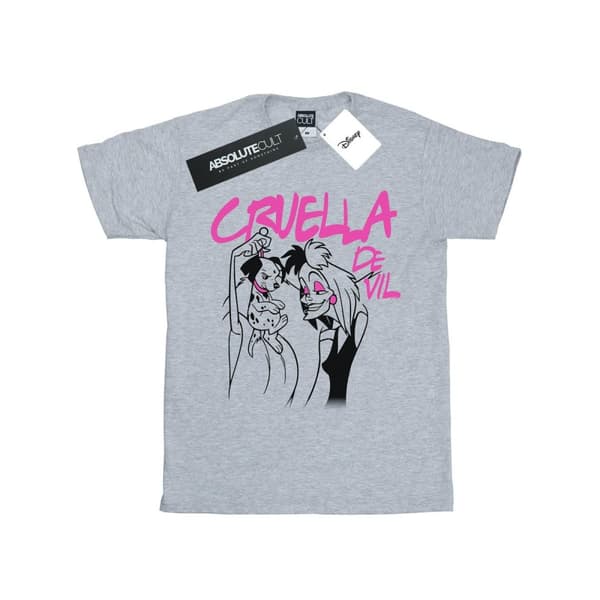 Disney Womens/Ladies Cruella De Vil Collared Cotton Boyfriend T-Shirt
