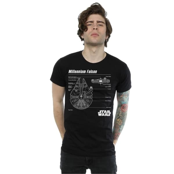 Star Wars Millennium Falcon Blueprint T-shirt för herrar