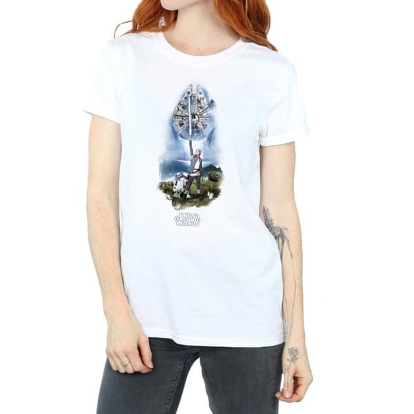 Star Wars Womens/Ladies The Last Jedi Rey Lightsaber Cotton Boyfriend T-Shirt