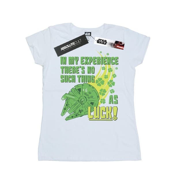 Star Wars Millennium Falcon Shamrock Luck - T-shirt i bomull för damer/damer White XXL