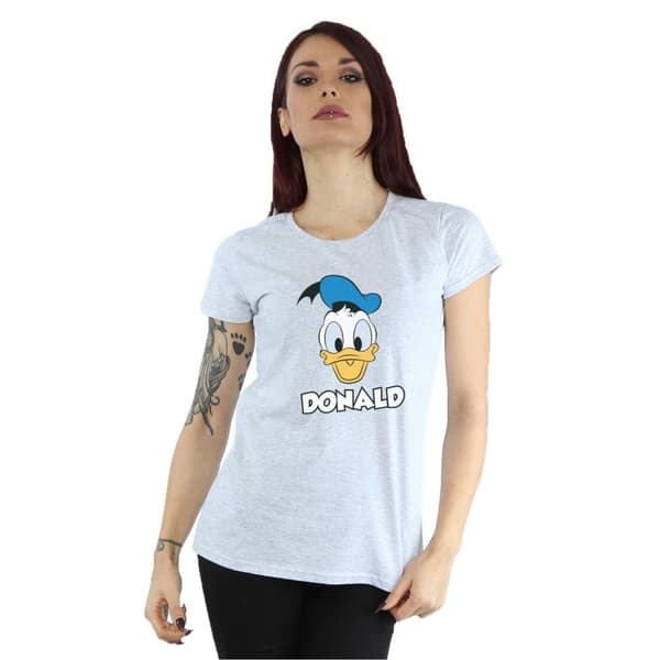 Disney Dam/Tjej Donald Duck Face Bomulls-T-shirt