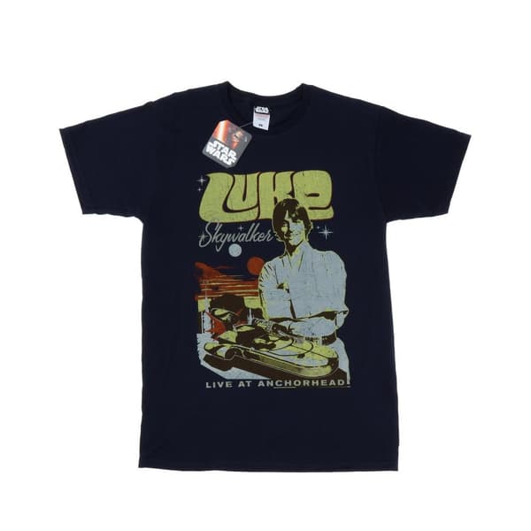 Star Wars Mens Luke Skywalker Rock Poster T-Shirt Deep Navy S