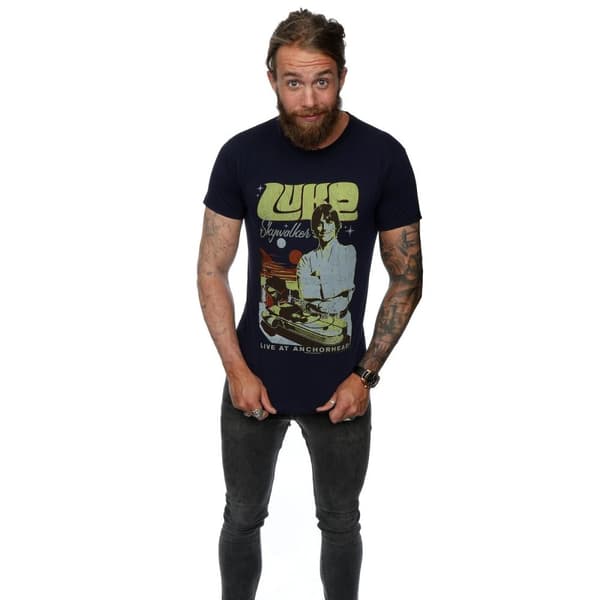 Star Wars Mens Luke Skywalker Rock Poster T-Shirt