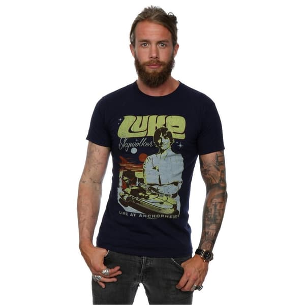 Star Wars Mens Luke Skywalker Rock Poster T-Shirt