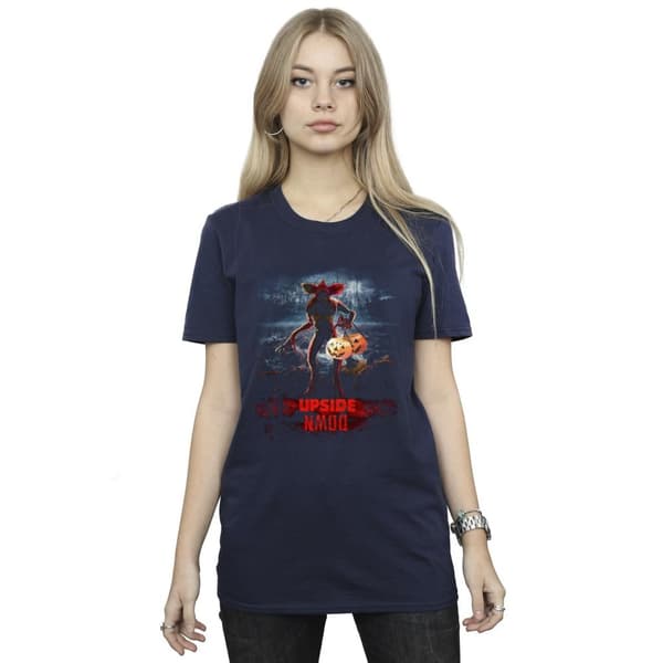 Netflix Womens/Ladies Stranger Things Pumpkin Upside Down Cotton Boyfriend T-Shirt