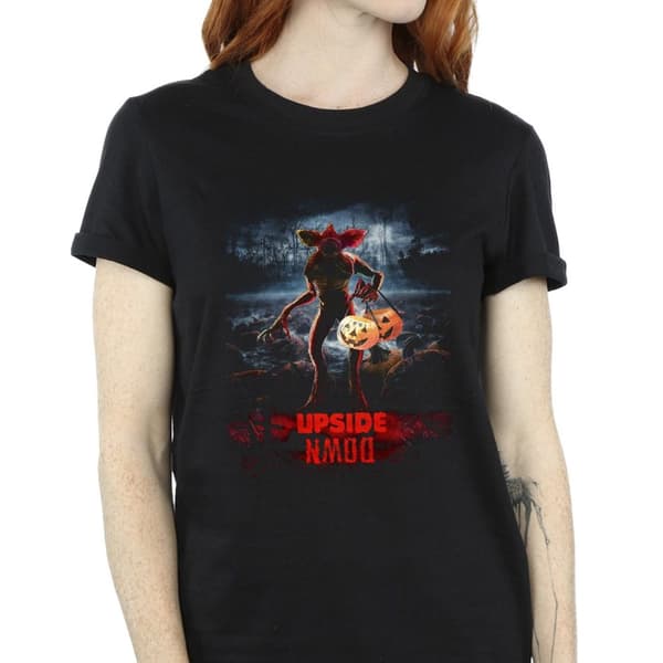 Netflix Womens/Ladies Stranger Things Pumpkin Upside Down Cotton Boyfriend T-Shirt