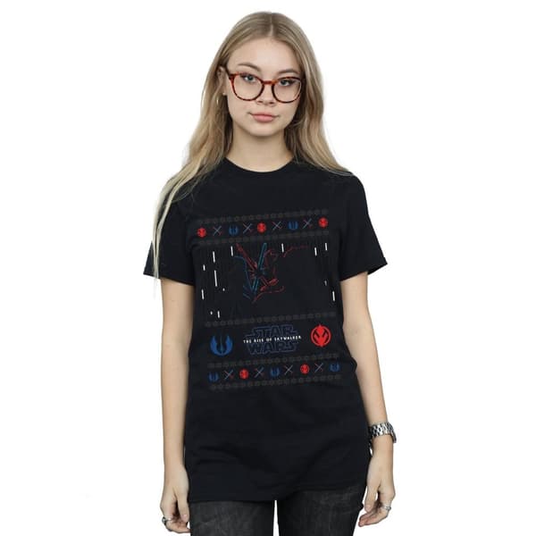 Star Wars Womens/Ladies The Rise Of Skywalker Christmas Combat Cotton Boyfriend T-Shirt