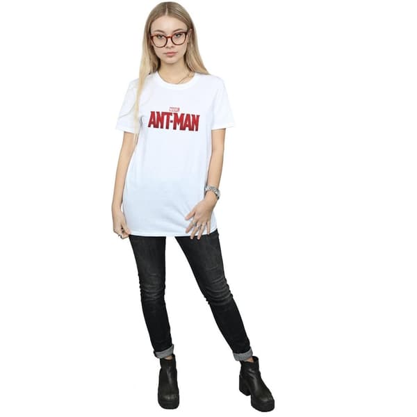 Marvel Dam/dam Ant-Man Movie Logo Boyfriend T-shirt i bomull