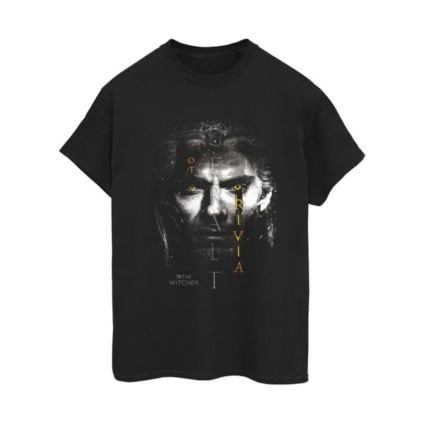 Netflix Dam/Tjej The Witcher Geralt Glödande ögon Bomull Boyfriend T-shirt Black XL
