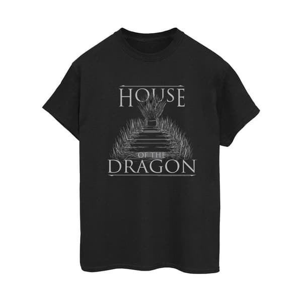 Game Of Thrones: House Of The Dragon Dam/Tjej Throne Text Bomull Boyfriend T-shirt
