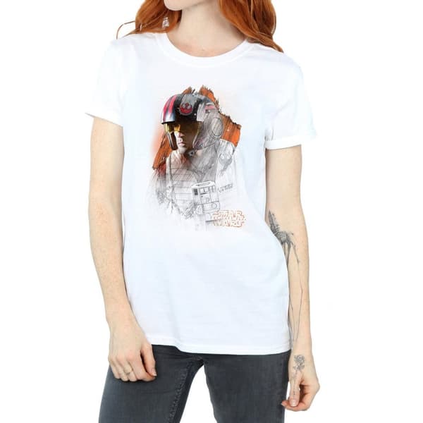 Star Wars Poe Dameron - The Last Jedi - Boyfriend-t-shirt i borstad bomull för damer/damer