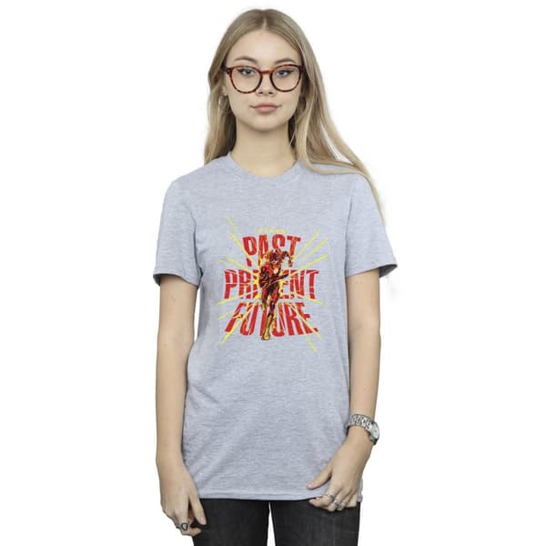 DC Comics Womens/Ladies The Flash Past Present Future Cotton Boyfriend T-Shirt