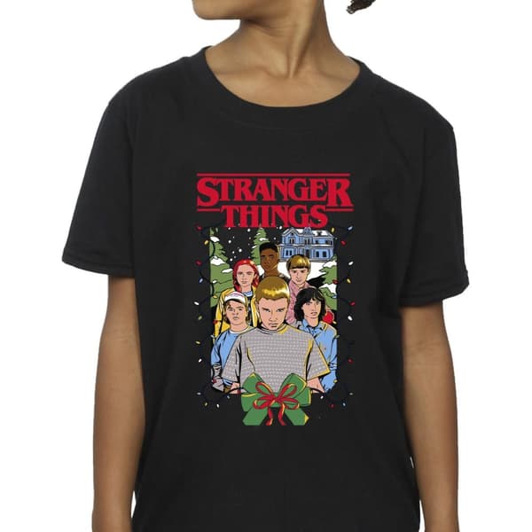 Netflix Girls Stranger Things Christmas Poster Cotton T-Shirt