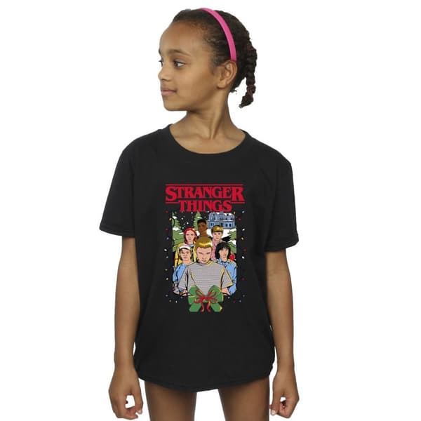 Netflix Girls Stranger Things Christmas Poster Cotton T-Shirt